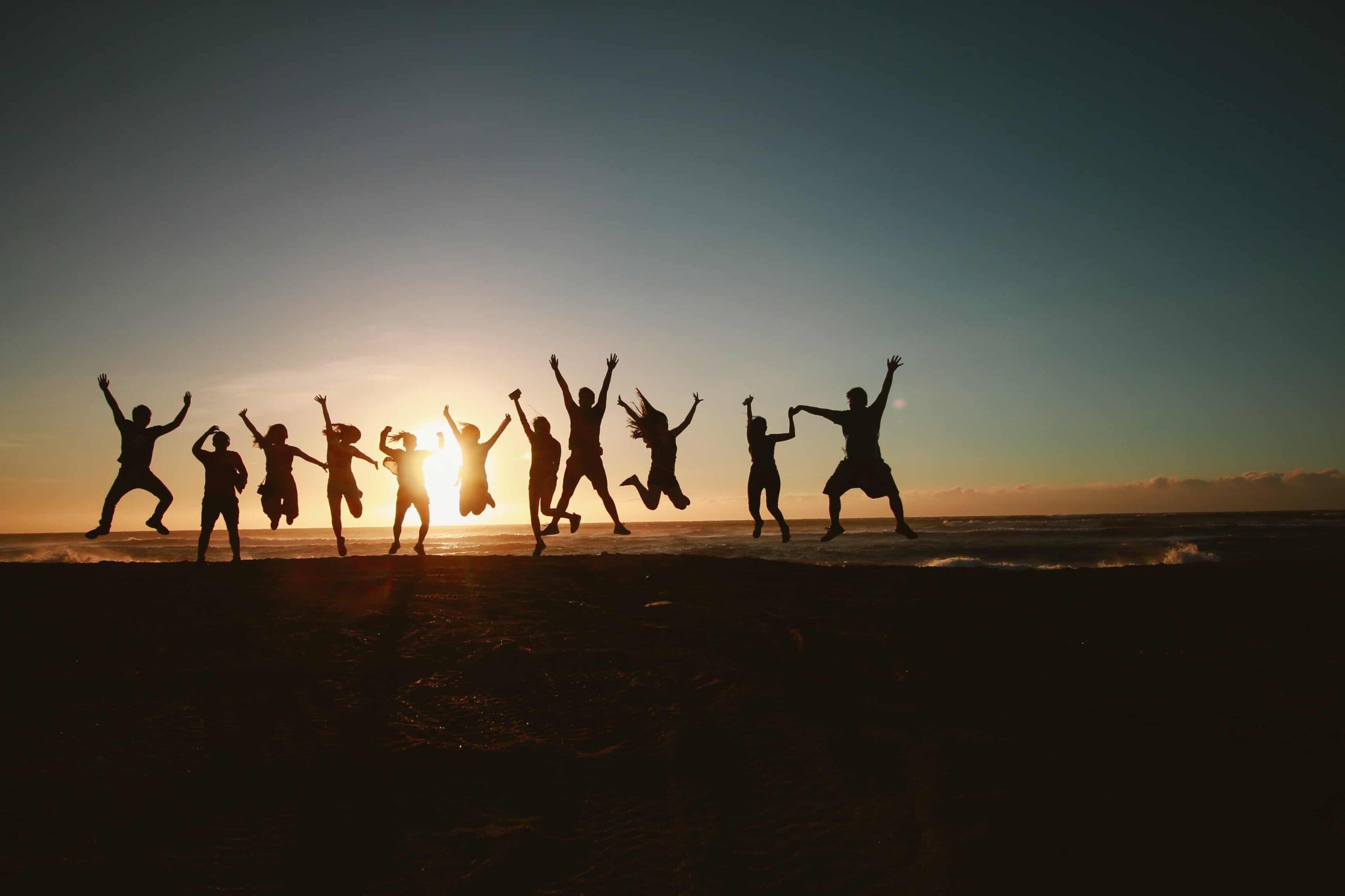 People jumping in excitement