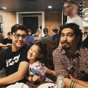 Health and Mindset Coach Jocelyn Martinez at dinner with family